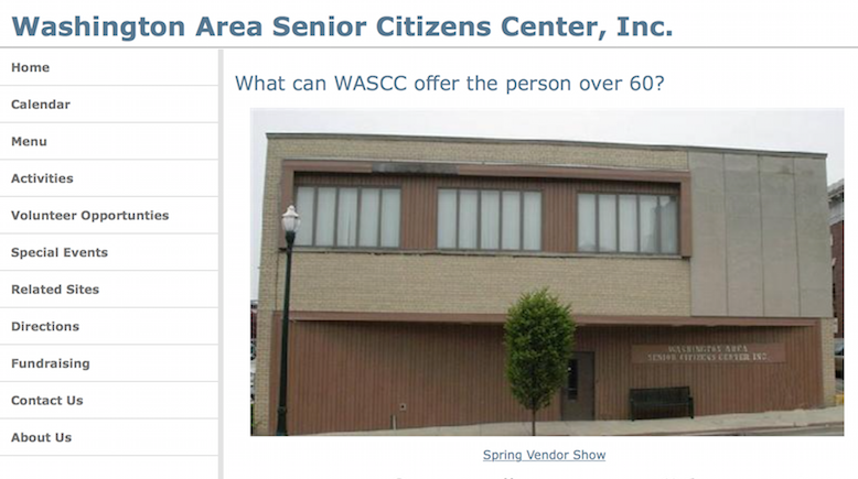 Washington Area Senior Center previous website.